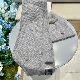Prada Classic Triangle Logo Wool Hat Scarf Warm Set