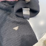 Prada Classic Triangle Logo Wool Hat Scarf Warm Set