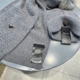 Prada Classic Triangle Logo Wool Hat Scarf Warm Set