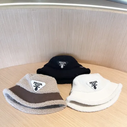 Prada New Thick Plush Fisherman's Hat for Autumn and Winter Warmth Ear Protection Basin Hat