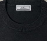 AMI Paris New Classic Embroidered Colorful Logo Round Neck Woolen Sweater