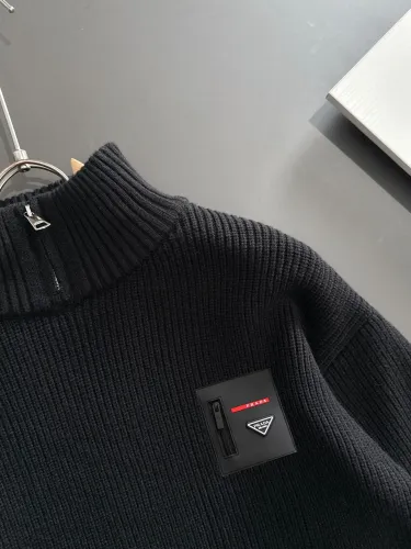 Prada New Fashion Zipper High Collar Wool Blended Sweater