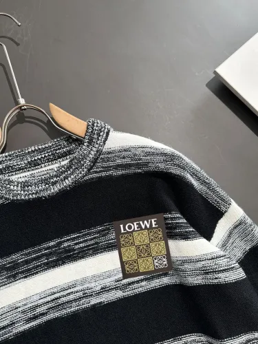 Loewe New Fashion Logo Striped Wool Blended Round Neck Sweater