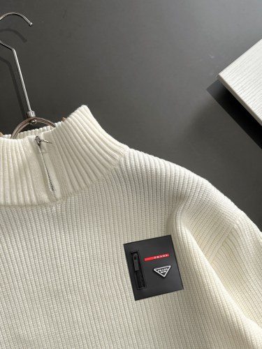 Prada New Fashion Zipper High Collar Wool Blended Sweater