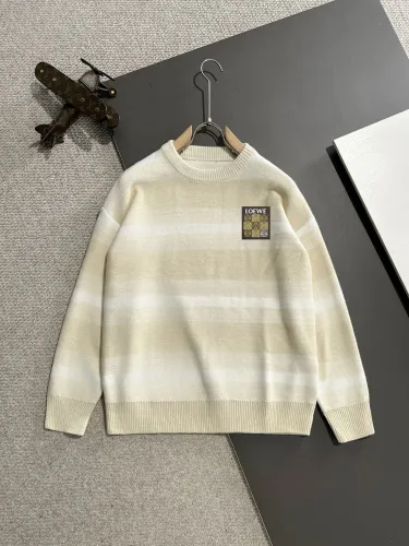 Loewe New Fashion Logo Striped Wool Blended Round Neck Sweater