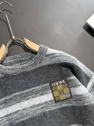 Loewe New Fashion Logo Striped Wool Blended Round Neck Sweater