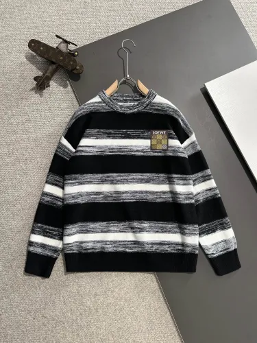 Loewe New Fashion Logo Striped Wool Blended Round Neck Sweater