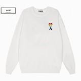 AMI Paris New Classic Embroidered Colorful Logo Round Neck Woolen Sweater