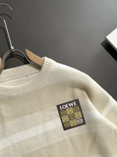 Loewe New Fashion Logo Striped Wool Blended Round Neck Sweater