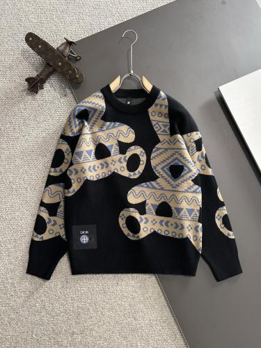 Dior New Fashion Jacquard Wool Blended Round Neck Sweater