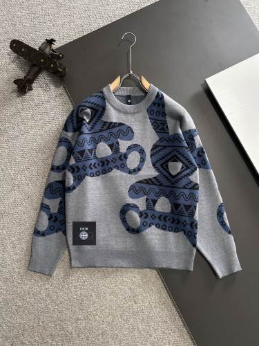 Dior New Fashion Jacquard Wool Blended Round Neck Sweater