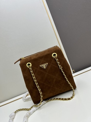 Prada New Classic Retro Suede Chain Bag Shoulder Cross Bag Size: 24x24x7CM