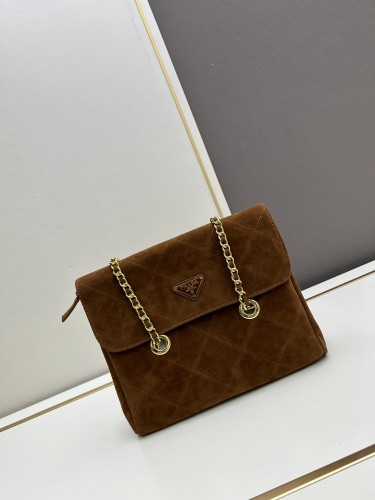 Prada New Classic Retro Suede Chain Flip Shoulder Bag Crossbody Bag Size: 28x23x6CM