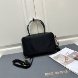 Prada New Classic Nylon Leather Lock Bag Diagonal Cross Handbag Size: 30 × 17.5 × 10 CM