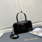 Prada New Classic Triangle Logo Leather Lock Head Bag Diagonal Cross Handbag Size: 30 × 17.5 × 10 CM