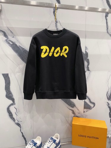 Dior New Couple Fashion Yellow Foam Logo Round Neck Casual Hoodie