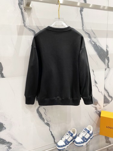 Prada New Classic Couple Retro Leather Letter Logo Round Neck Casual Hoodie