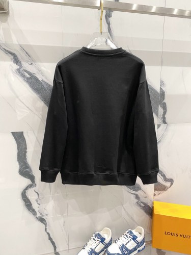 Fendi New Classic Couple Zipper Leather Pocket Logo Round Neck Casual Sweatshirt