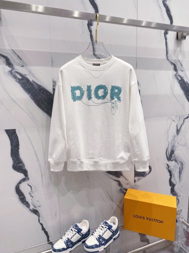 Dior New Couple Fashion Hand Pulling Rope Letter Foam Logo Round Neck Casual Sweatshirt