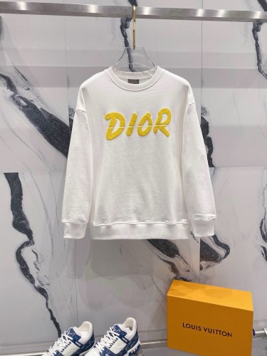 Dior New Couple Fashion Yellow Foam Logo Round Neck Casual Hoodie