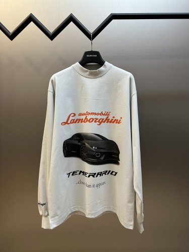 Balenciaga New Couple Fashion Lamborghini Printed Casual Long Sleeve T-shirt