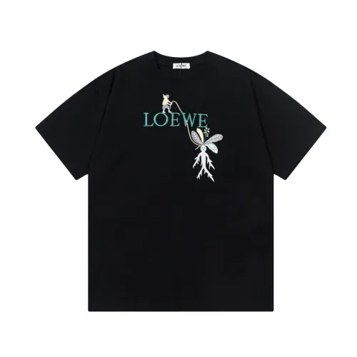 Loewe Fashion Mandela Grass Embroidered Ginseng Elf Round Neck Short Sleeve T-shirt