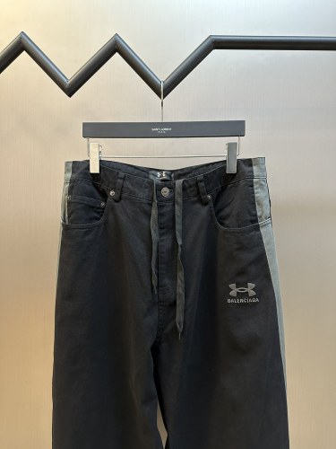 Balenciaga x Under Armour New Classic Embroidered Logo Splicing Laundry Jeans