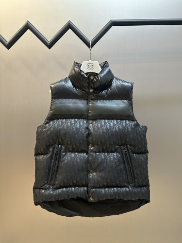 Dior New Women's Dark Pattern Black Versatile Down Vest