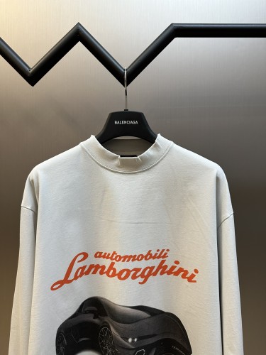 Balenciaga New Couple Fashion Lamborghini Printed Casual Long Sleeve T-shirt