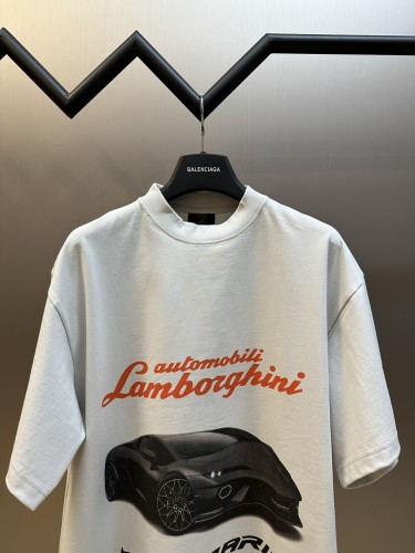 Balenciaga New Couple Fashion Lamborghini Printed Casual Short Sleeves