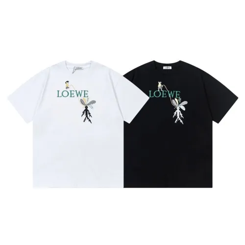 Loewe Fashion Mandela Grass Embroidered Ginseng Elf Round Neck Short Sleeve T-shirt