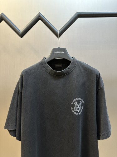 Balenciaga Couple New Key Badge Casual Washed Short Sleeve