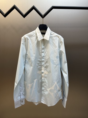Louis Vuitton New Fashion Gradient Letter Flower Cotton Shirt