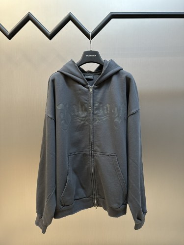 Balenciaga Couple's New Dragon Pattern Printed Double Headed Zipper Hooded Cardigan Sweatshirt