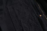 Louis Vuitton New Classic Logo Embossed Water Washed Black Cowboy Zipper Jacket