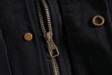 Louis Vuitton New Classic Logo Embossed Water Washed Black Cowboy Zipper Jacket
