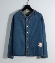 Dior New Fashion Patch Logo Baseball Style Denim Shirt