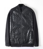 Louis Vuitton New Classic Embossed Sheepskin Splicing Wool Knitted Double Headed Zipper Jacket