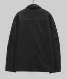 Louis Vuitton New Classic Logo Embossed Water Washed Black Cowboy Zipper Jacket