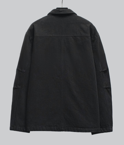 Louis Vuitton New Classic Logo Embossed Water Washed Black Cowboy Zipper Jacket