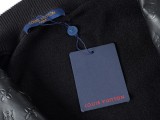 Louis Vuitton New Classic Embossed Sheepskin Splicing Wool Knitted Double Headed Zipper Jacket