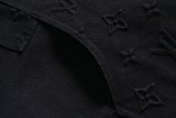 Louis Vuitton New Classic Logo Embossed Water Washed Black Cowboy Zipper Jacket