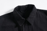 Louis Vuitton New Classic Logo Embossed Water Washed Black Cowboy Zipper Jacket