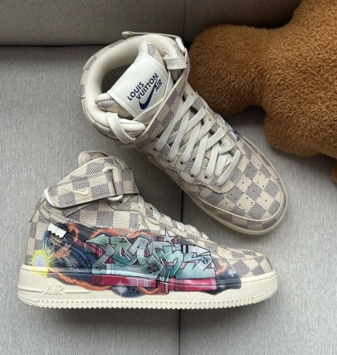 Louis Vuitton x NIke Air Force 1 Mid Unisex Sneakers Casual  Sports Board Shoes Multicolour