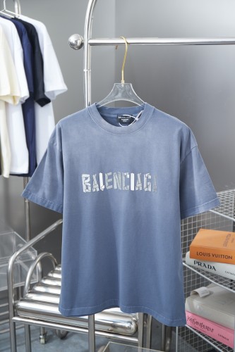 Balenciaga New Classic Hot Stamped Letter Washed Short Sleeve Unisex Casual Versatile T-shirt