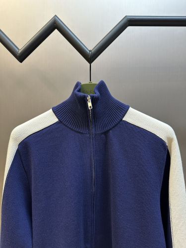 Gucci New Fashion Splicing Woolen Zipper Coat