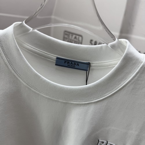 Prada New Classic Embroidered Logo Short Sleeve Unisex Casual Versatile T-shirt