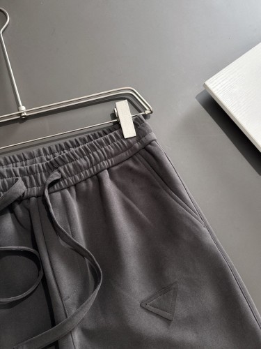 Prada New Classic Patchwork Triangle Velvet Thick Elastic Band Casual Pants