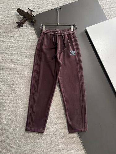 Balenciaga x Adidas New High Street Embroidered Velvet Thick Elastic Band Casual Pants