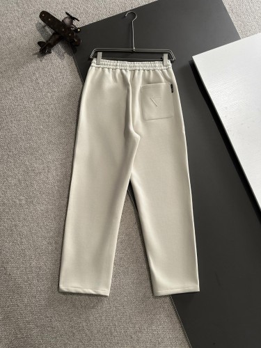 Prada New Classic Patchwork Triangle Velvet Thick Elastic Band Casual Pants